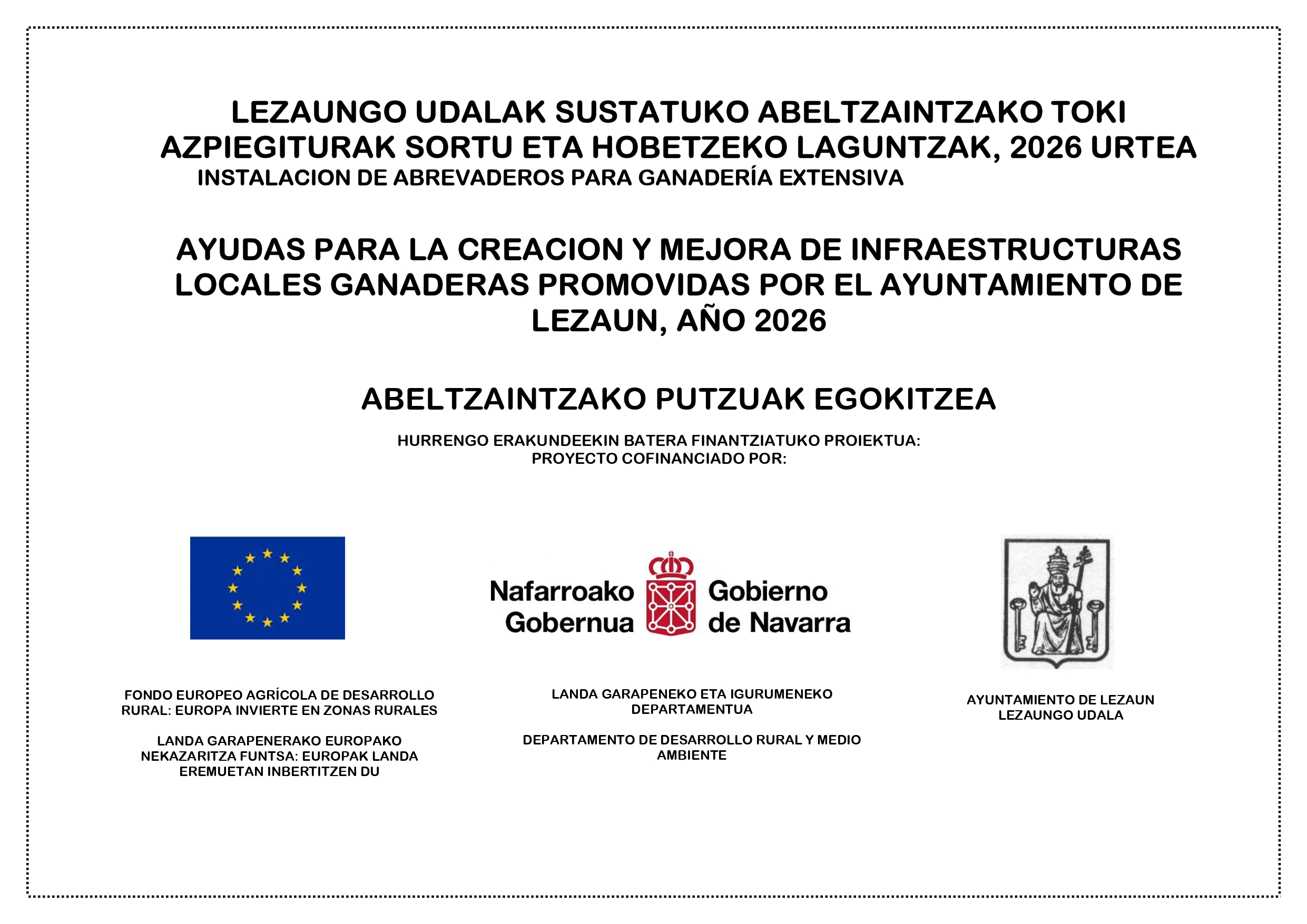 LEZAUNGO UDALAK SUSTATUKO ABELTZAINTZAKO TOKI AZPIEGITURAK SORTU ETA HOBETZEKO LAGUNTZAK, 2025-2026 URTEA